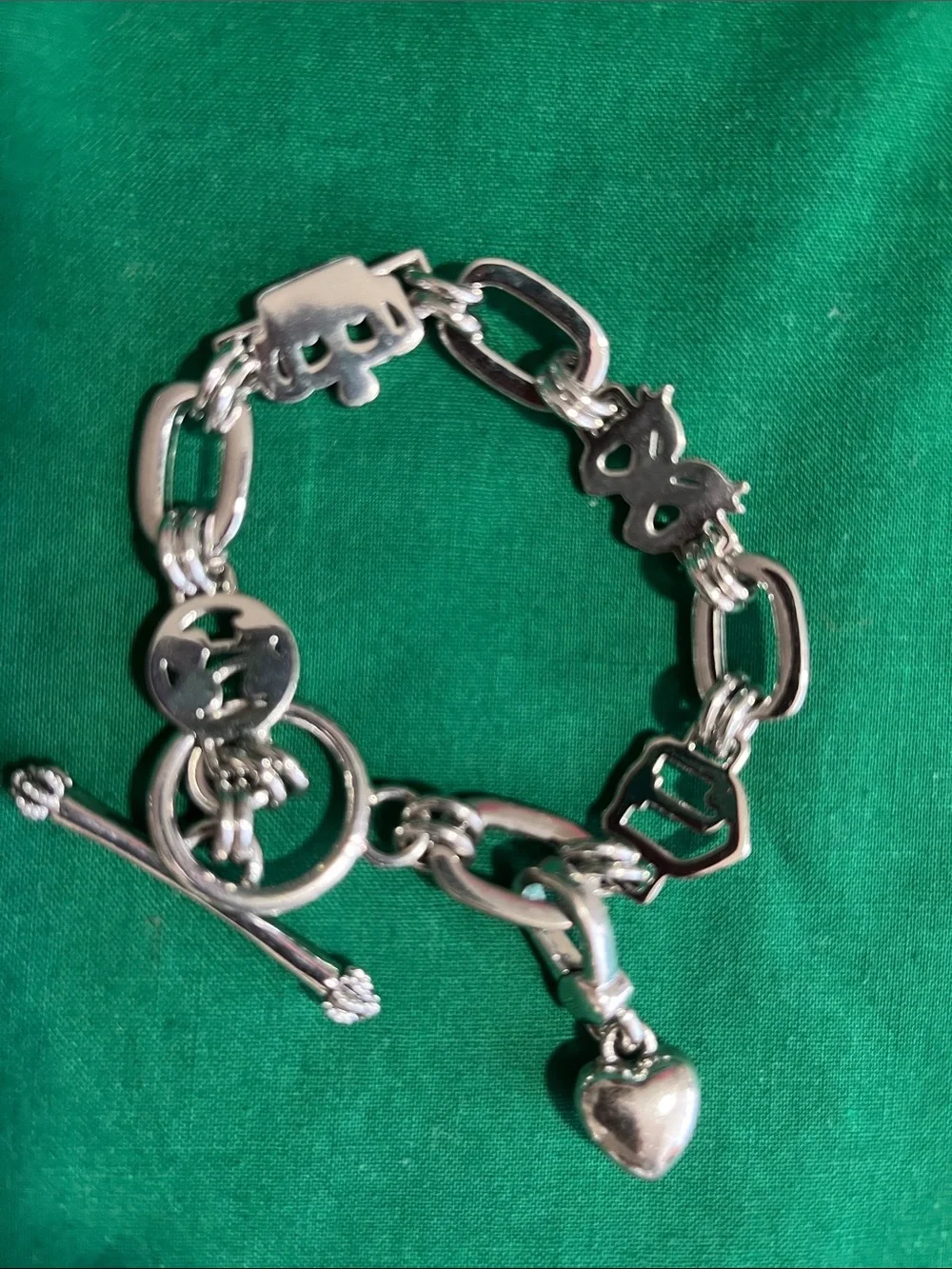 Juicy Couture Silver Crystal Link Bracelet with Heart Charm